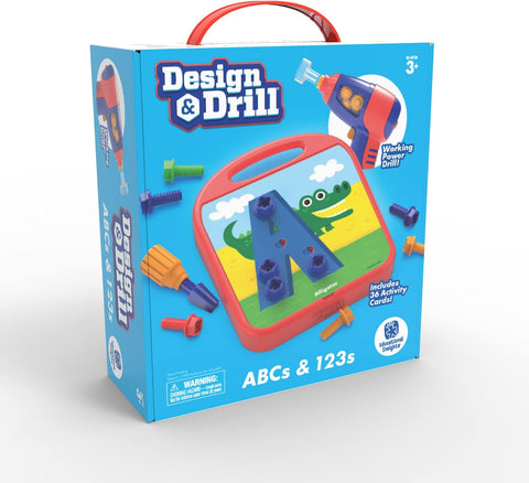 Learning Resources Design & Drill ABCs & 123s, new but drill does not work with battery ( works manually), some tape on the box