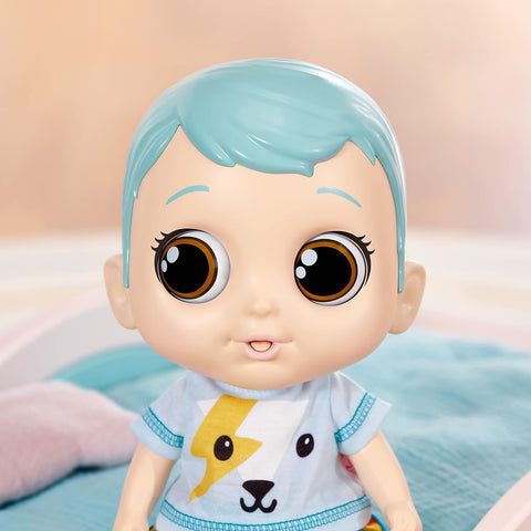 Zapf Creation Chou Chou Baby Mika, Blue Hair , used acceptable condition , only ONE romper , hat , bottle and dummy are missing , slight scratch on the eye