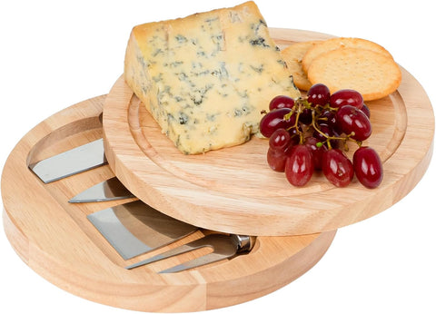 Innoteck Essentials Round Cheese Board with 4pc Knife Set, new, open/scruffy box