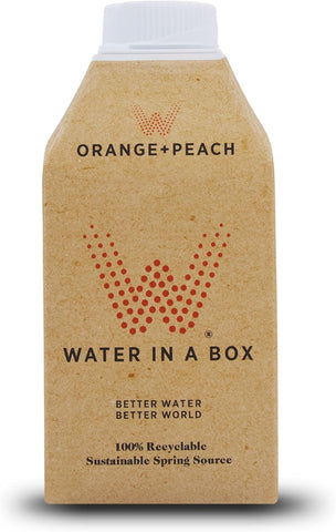 Water in a Box- Pure Spring Water Flavoured Orange + Peach 500ml- best before 22/08/25- dirty/scruffy bottle