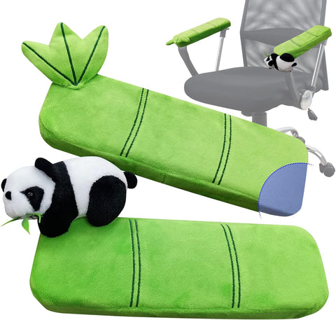 Pandaonly 2Pack Panda Bamboo Chair Armrest Pads,Memory Foam- Green- new but missing panda