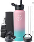 BUZIO 1180ml Water Flask, Insulated Water Bottle with Carrying Pouch,Bubble Gum- new but missing straws and brush