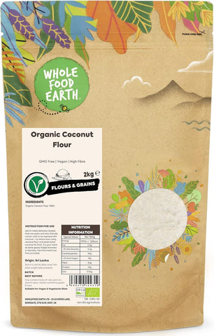 Wholefood Earth Organic Coconut Flour – 2 kg, best before 07/09/24