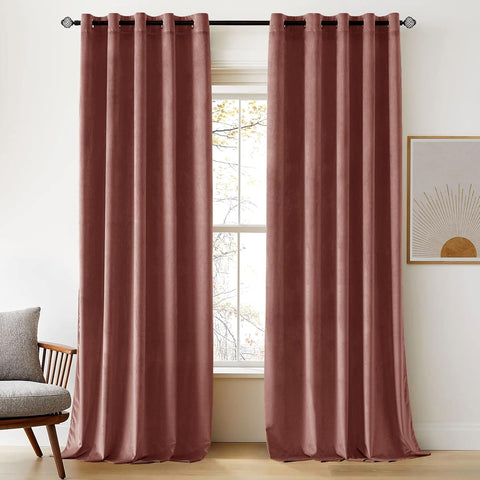 Woaboy Velvet Curtains 90 Drop, Dusty Rose Pink, 2 Panels, condition new, missing original packaging