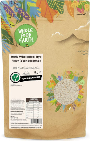 Wholefood Earth 100% Wholemeal Rye Flour (Stoneground) 1 kg- best before 12/24