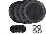 Penguin Home Handcrafted Glass Beaded Round Placemats, Coasters & Napkin Rings Set of 12 -32 cm Diameter (Black)- new but open scruffy box