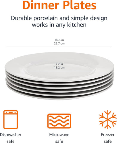 Amazon Basics 4-Piece ONLY White Dinner Plate Set, 10.5 inches- new but open/scruffy box