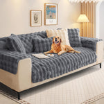 SHANNA Thick Rabbit Plush Sofa Cover (Grey, 90 * 240cm Seater Cover)- new but scruffy packaging