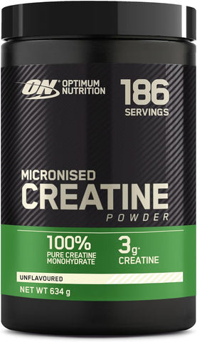 Optimum Nutrition Micronised Creatine Powder, Unflavoured, 634 g, best before 02/27 damaged label dirty packaging