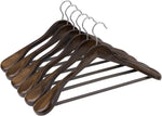 SONGMICS Suit Hangers, Solid Wood Hangers Set of 6 , 360° Swivel Hook, Dark Walnut- new but scruffy box
