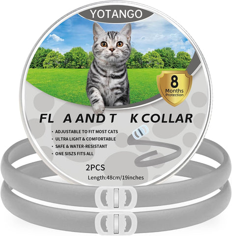 YOTANGO Adjustable Cat Collar 2 Pack - Grey Collar for Cats -for Small/Medium/Large Cats(48cm)- dented/dirty tins