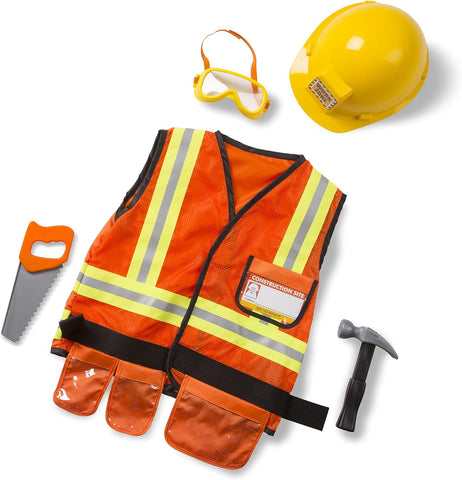 Melissa & Doug Construction Worker Costume Role Play Toys,  - refurbished MISSING SAW (ref tt154)