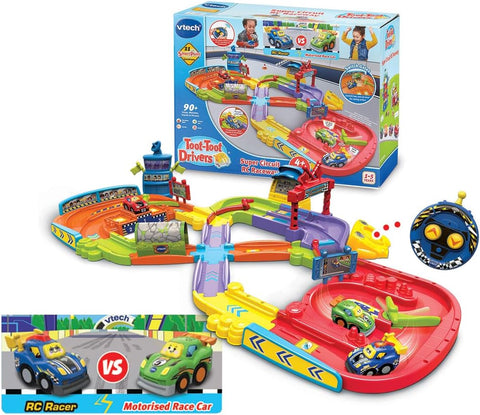 VTech Toot-Toot Drivers Super Circuit RC Raceway, Used-very good, open, scruffy original box