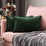 MIULEE Pack of 2 Velvet Cushion Covers 30cm x 50cm 1Dark Green, condition new