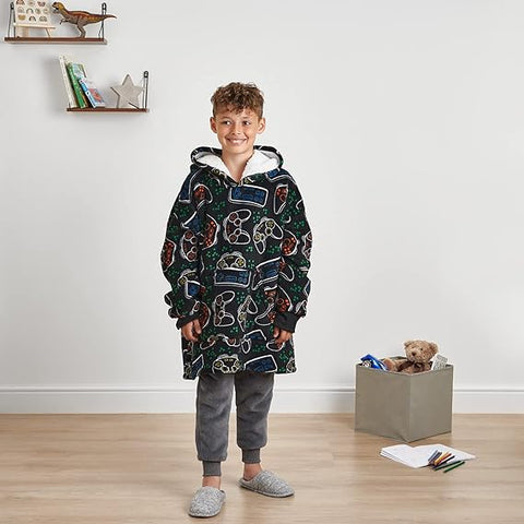 Dreamscene Gaming Oversized Hoodie Blanket, Black, Kids, condition new, open, scruffy packaging