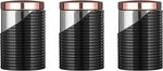 Tower Linear Set of 3 Storage Canisters, Stainless Steel, Black and Rose Gold - New but small black marks on lids