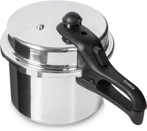 Tower Aluminium Pressure Cooker, 6L, Silver , new but few scratches , scruffy box, open box