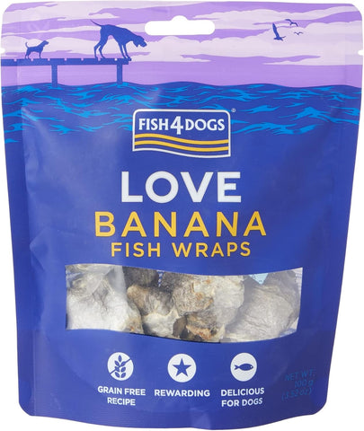 Fish4Dogs Love Banana Fish Wraps 100g- best before 05/04/26
