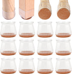 Jmbabe Chair Leg Floor Protectors, 15 Pcs only Transparent Silicone Caps with Felt Pads- used good, no original packaging