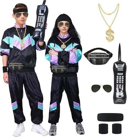 Fancyset 80s Shell Retro Tracksuit Costume for Adults, size M, condition used- very good, clean, no marks