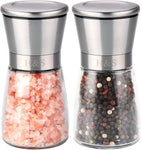 H&S Salt and Pepper - Manual Mill Grinders set - Glass and Stainless Steel- Adjustable Coarseness-Large Capacity- new but open/scruffy box