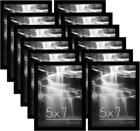 Americanflat 7x5 Photo Frames with Shatter-Resistant Glass Set of 12- Black- new but open scruffy box