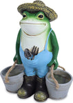 THE ENCHANTED GARDEN Farming Frog Ornament , new , open- scruffy box