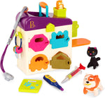 B. Pet Vet Clinic, Multi-Color, condition used-good, broken box, missing one plush & scale