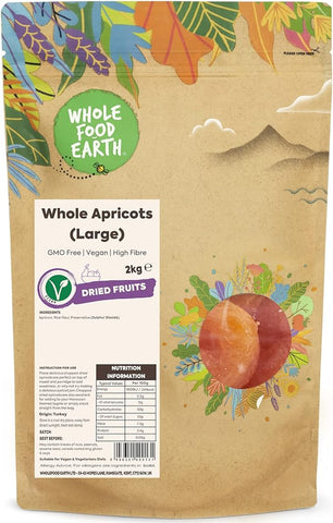Wholefood Earth Whole Apricots (Large) 2 kg- best before 08/06/24-slightly dirty bag (ref T8-4)