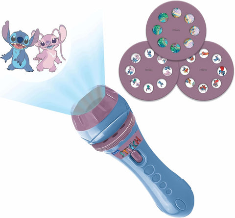 Lexibook Disney Stitch, torch light and projector with 3 discs, 24 images, blue- new but slight scratches,scruffy box