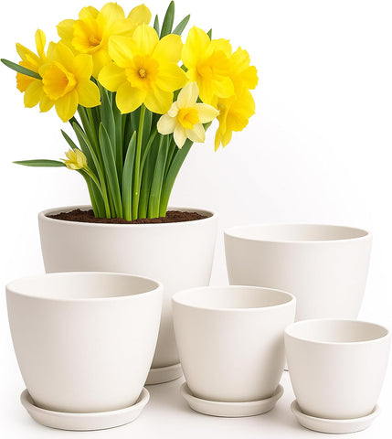Utopia Home Plastic Planters White x5 pots