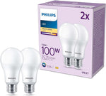 PHILIPS LED Frosted A67 Light Bulb 2 Pack [Warm White 2700K - E27 Edison Screw] 100W, Non Dimmable open box (ref e401)