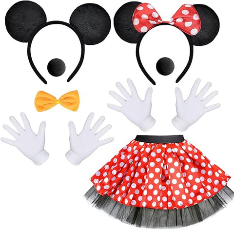 iZoeL Minnie Costumes Mickey Mouse Costume Kit -Girls Boys Carnival Fancy Dress for Women Men- new boxed