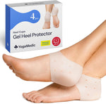 YogaMedic Silicone Heel Protectors 4-Pack, open, scruffy box, protectors still sealed