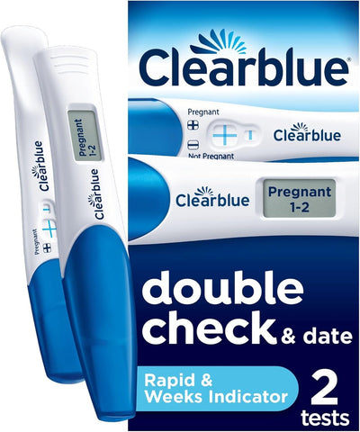 Clearblue Pregnancy Test Double-Check & Date Combo Pack Kit Of 2 Tests (1 Digital, 1 Visual)-best before 31/07/26- damaged box