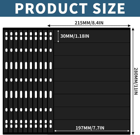 10 Sheets 20 Pages Postage Stamp Album Pages, 8 Pockets 7.7x 1.18in, New
