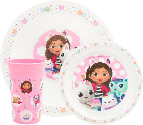 Gabby's Dollhouse Kids Tableware Set 3 Piece, Pink New but scruffy packaging