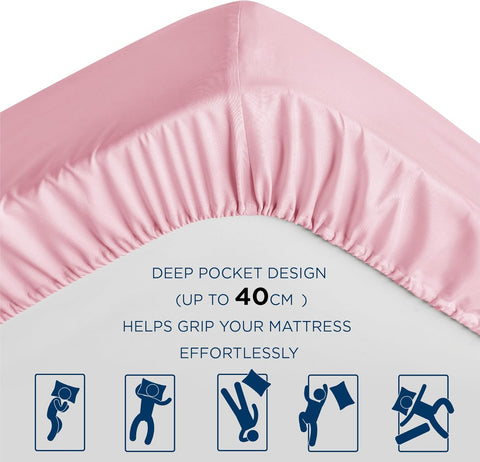 Bedsure Small Double Fitted Sheet - Pink, 122x190cm- new but open/ scruffy packaging