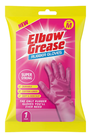 Elbow Grease Pink Household Rubber Gloves, 1 Pair - Medium