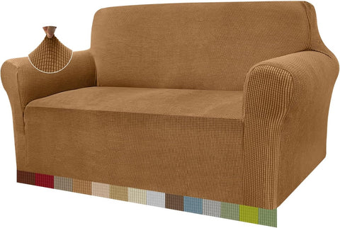 Granbest High Stretch Sofa Covers (2 Seater, Camel) New but scruffy packaging