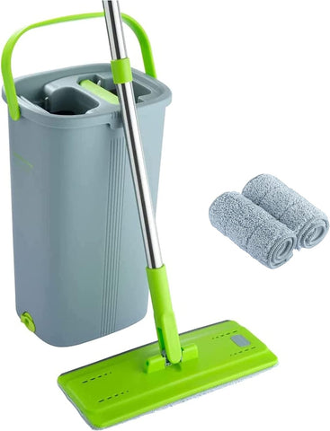 EasyGleam Mop and Bucket Set - 23x19x39 cm-grey and pink color- new but broken box/ missing 1 microfibre mop heads