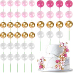 URAQT 45Pcs Ball Cake Topper Decorations, Pearl Ball Shaped Cake Insert Pink- new but scruffy box