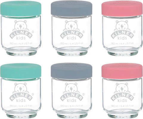 Kilner Kids Glass Baby Food Jars Set of 6 x 190ml, New but open, scruffy box, dusty