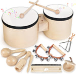 Vanplay Musical Instruments Kids Drum Kit, New but missing wood sounder, open, scruffy box