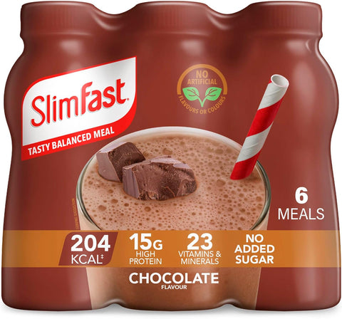 SlimFast Ready To Drink Chocolate Flavour Shake, 6 x 325ml, best before 07/2025