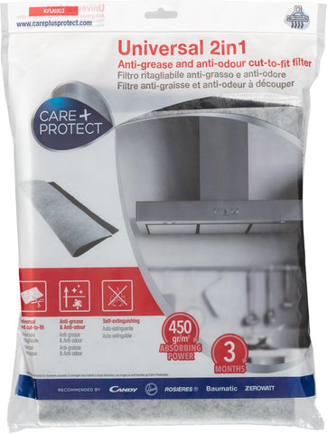 Care + Protect 2 in 1 Anti-Grease and Anti-Odour filter for Hoods, condition new, damaged bag