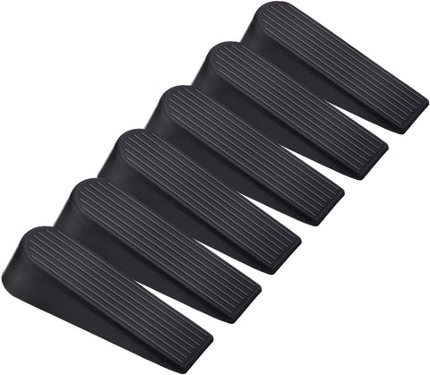 6 Pack Door Stop Wedges Black Rubber, condition new, open, damaged box