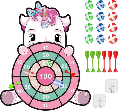 DKDDSSS 28 Inch Kids Dart Board Set , unicorn , like new , open box