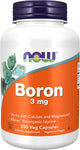 Now Foods, Boron, 3mg, 250 Vegan Capsules, best before 08/2029
