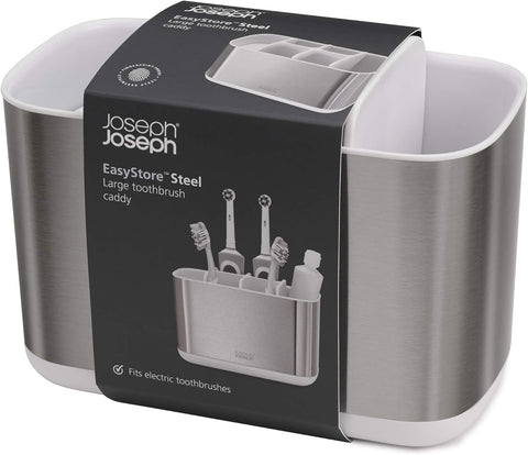 Joseph Joseph Large Toothbrush Holder Caddy - White/Steel- new but stain on the edge and the base/ broken seal